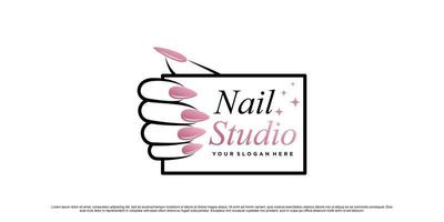 nagellak of nagelstudio-logo-ontwerp voor schoonheidssalon met uniek modern concept premium vector