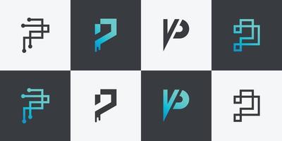 set monogram eerste letter p logo ontwerpsjabloon. pictogrammen voor zakelijke premium vector