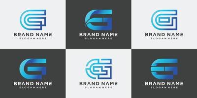 set monogram logo eerste letter g met verloopstijl. logo sjabloon premium vector