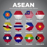 ASEAN pin punt natie vlaggen vector