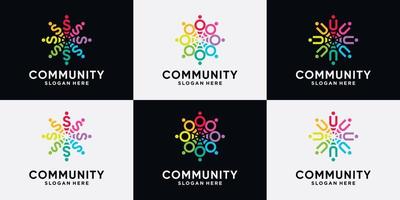 set bundel van community logo ontwerp beginletter s, o, u met creatief concept. vector