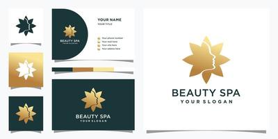 beauty spa-logo voor vrouw met bloemstijl en visitekaartje. logo-ontwerp en visitekaartje premium vector