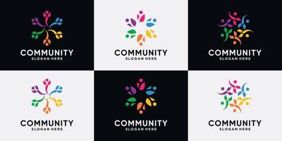 set van creatieve community-logo-ontwerpcollectie voor team en mensenfamilie vector