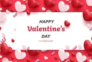 Happy Valentine&#39;s Day banner met rode en roze luxe harten vector