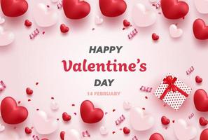 Happy Valentine&#39;s Day banner met rode en roze luxe harten vector