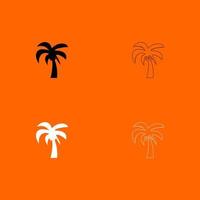 palm zwart-wit pictogram instellen vector