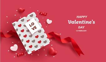 Happy Valentijnsdag geschenkdoos wenskaart vector