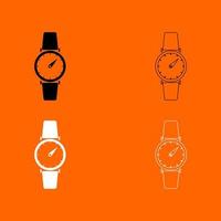 hand horloge zwart-wit set icon vector