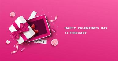 Happy Valentine&#39;s Day open geschenkdoos ontwerp vector