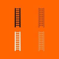 houten trapladder zwart-wit set icon vector