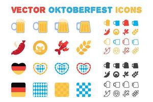 stijlvolle vector oktoberfest en bier pictogrammen instellen