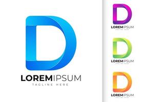 letter d logo ontwerpsjabloon. creatieve moderne trendy d typografie en kleurrijk verloop. vector