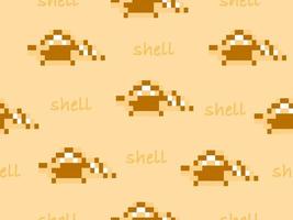 shell cartoon karakter naadloos patroon op gele background.pixel stijl vector