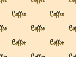 koffie tekst cartoon karakter naadloze patroon op bruin background.pixel stijl vector
