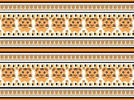 tijger stripfiguur patroon op oranje achtergrond vector