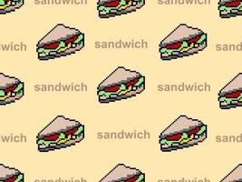 sandwich stripfiguur naadloos patroon op oranje background.pixel stijl vector