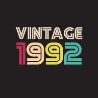 1992 vintage retro t-shirtontwerp, vector, zwarte achtergrond vector