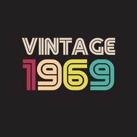 1969 vintage retro t-shirtontwerp, vector, zwarte achtergrond vector