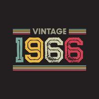 1966 vintage retro t-shirtontwerp, vector, zwarte achtergrond vector