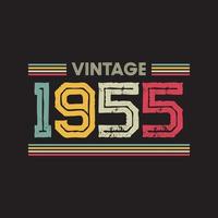 1955 vintage retro t-shirtontwerp, vector, zwarte achtergrond vector