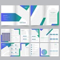 16 pagina groene en blauwe zakelijke brochure sjabloon vector
