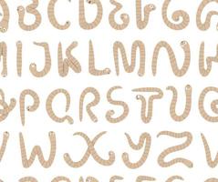 lentetuin thema alfabet naadloze patroon voor kinderen met wormen. schattige platte abc herhalende achtergrond met insecten. grappige textuur voor het onderwijzen van lezen op een witte achtergrond. vector