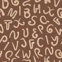 lentetuin thema alfabet naadloze patroon voor kinderen met wormen. schattige platte abc herhalende achtergrond met insecten. grappige textuur voor het leren lezen op bruine achtergrond.