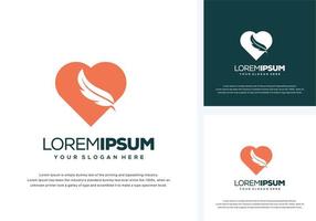 abstract liefde en veren logo-ontwerp vector