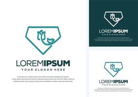 abstract diamant- en bloemlogo-ontwerp vector