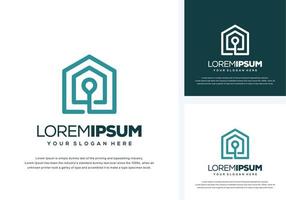 abstract huis en pin logo-ontwerp vector