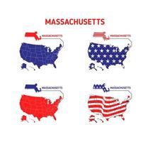 massachusetts kaart met usa vlag ontwerp illustratie vector