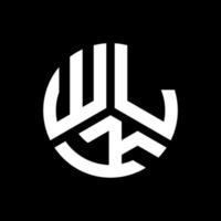 wk brief logo ontwerp op zwarte achtergrond. wk creatieve initialen brief logo concept. wlk brief ontwerp. vector