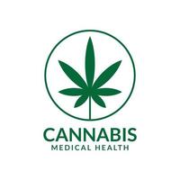 eenvoudig medisch cannabisblad op cirkellogo-ontwerp vector