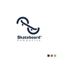 skateboard gemeenschap logo vector ontwerp