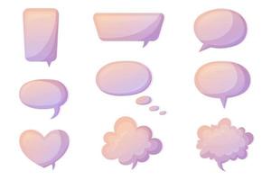 toespraak bubble collecties. set van 9 spreekballon voor tekst. handgetekende chatbox. vector geïsoleerde berichtvenster in cartoon verloop stijl.