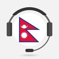 vlag van nepal met koptelefoon. vectorillustratie. Nepalese taal. vector