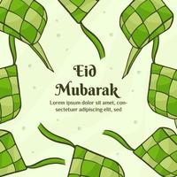 eid mubarak illustratie met ketupat concept. handgetekende en vlakke stijl vector