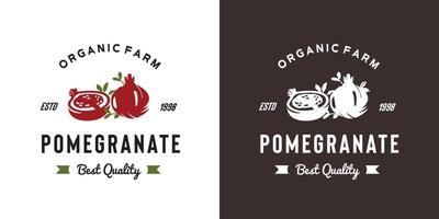 vintage granaatappel fruit logo illustratie geschikt voor fruitwinkel en fruitboerderij vector