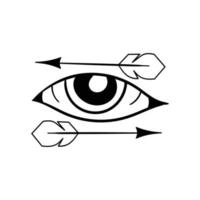 hand getrokken oog met pijl doodle illustratie voor tattoo stickers poster etc vector