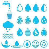 set van blauwe waterpictogrammen vector