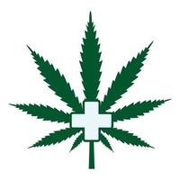cannabisblad met medisch kruis vector