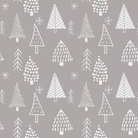 naadloze patronen in Scandinavische stijl van handgetekende gestileerde kerstbomen. vector