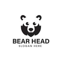 schattige zwarte beer hoofd logo ontwerpconcept. beer hoofd voor het bedrijfsleven. beer hoofd icoon. modern design, vectorillustratie. platte logo's. hoofd dragen. vector