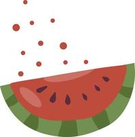 vers stuk fruit. schijfje watermeloen. veganistisch eten. platte vectorillustratie, element voor uw ontwerp vector