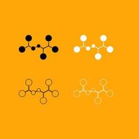 molecuul ingesteld zwart-wit pictogram. vector