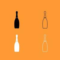 champagne zwart-wit ingesteld pictogram. vector