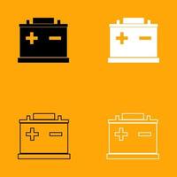 auto batterij zwart-wit ingesteld pictogram. vector