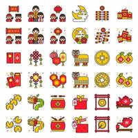 Chinees Nieuwjaar icon set vector