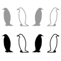 pinguïn iconset grijs zwarte kleur illustratie vector