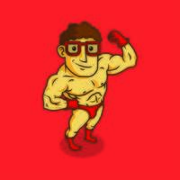 geek bodybuilder karakter vector